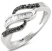 0.37CT Round Black Baguette Diamond Fashion Ring 10K White Gold