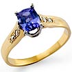 1 CT Tanganite & Round Diamond Engagement Ring 14K Yellow Gold