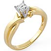 0.20CT Princess Solitaire Engagement Diamond Ring 14K Yellow Gold G,SI2