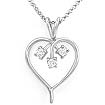 1/4 CT Heart Shape Round Diamond Pendant 14k White Gold