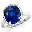 5.00 CT Sapphire & Round Diamond Engagement Ring 14K White Gold