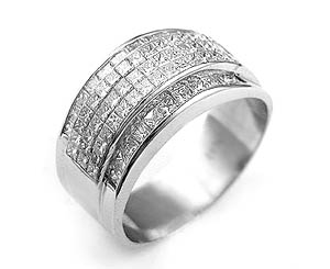 3.72Ct Platinum Princess Mens Diamond Wedding Band Ring