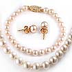 18 inch White Fresh Cultured Pearls Necklace & Earring & Bracelet