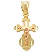 0.80gm 14k 2Tone Gold Jesus Cross Pendant Charm 3/8 inch