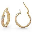 1.50 gram 14k Tri Color Gold Diamond Cut Italian Hoop Earrings