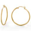 2.20 gram 14k Yellow Gold Plain Round Italian Hoop Earrings 2.0mm