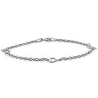 1.50 gm 14k White Gold Rolo Heart Link Bracelet 7 inch
