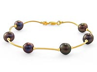 4.30 gm 14K Gold Fresh Water Black  Pearl Bracelet 7