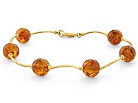 3 gm 14K Yellow Gold Tubing Amber Bracelet 7.5 inch