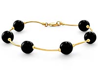 3.60 gm 14K Yellow Gold Tubing Black Onyx Bracelet 7