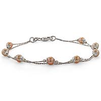 4.50gm 14k White Gold Peach Pearl Multi Strand Bracelet ITALY 7 inch