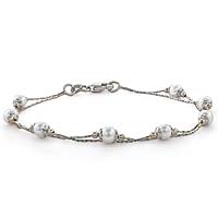 4.00 gram 14k White Gold Italian Cultured Pearl Bracelet 7