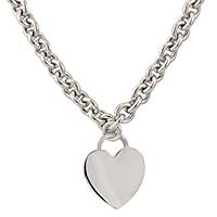 11 gm 14K Solid White Gold Heart Rolo Link Necklace ITALY