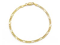 2.8 gm 14k Solid Y Gold Figaro Ladies' Bracelet Chain 7 inch