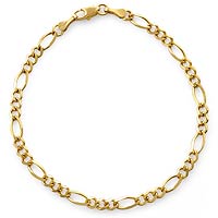 3.10 gm 14k Solid Light Yellow Gold Figaro Bracelet 7 inch