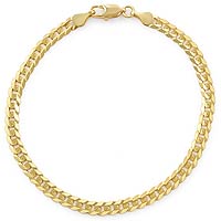 4 gm 14K Solid Gold Flat Cuban Pave Bracelet 7 inch