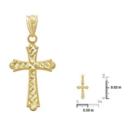 0.6gm 14k Yellow Gold Diamond Cut Cross Pendant