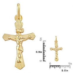 0.6gm 14k Yellow Gold Holy Cross Jesus Christ Pendant