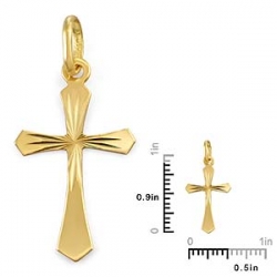 0.9gm 14k Solid Yellow Gold Cross Christian Pendant 1 inch