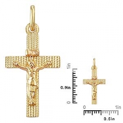 0.7gm 14k Yellow Gold Jesus Christ Cross Pendant