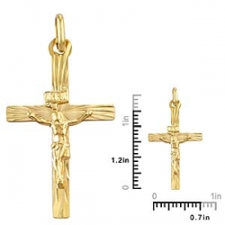 0.8gm 14k Yellow Gold Crucifix Fancy Cross Pendant 1/2 inch