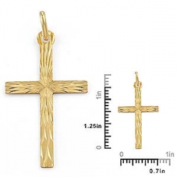 0.8gm 14k Solid Yellow Gold Religious Cross Pendant 1 1/4 inch