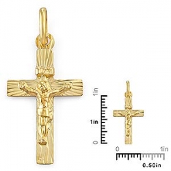 0.8gm 14k Yellow Gold Jesus Christ on Cross Pendant 1 inch