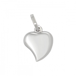 1gm 14k White Gold Curved Heart Pendant 3/8 inch (w/o bail)