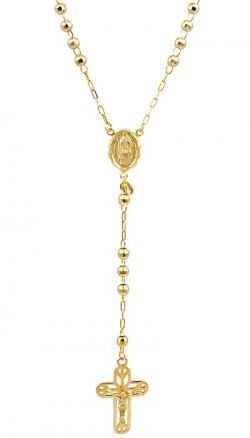 13.20gm 14k Yellow Gold Bead Rosary Necklace