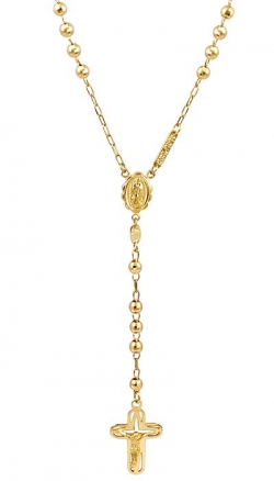 9.50gm 14k Yellow Gold Bead Rosary Necklace