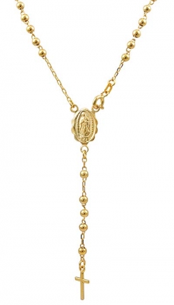 8gm 14k Yellow Gold Bead And Cross Rosary