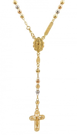 13gm 14k Tri-Color Gold Rosary