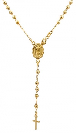 7.50gm 14k Yellow Gold Bead And Cross Rosary