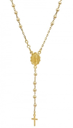 8.5gm 14k Yellow Gold Bead Rosary Necklace