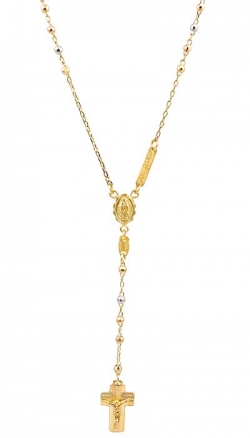 9.30gm 14k Tri Color Gold Rosary