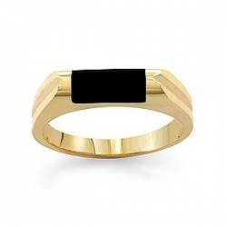 3.7gm 14k Yellow Gold & Black Onyx Stone Women's Ring
