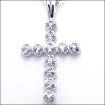1/4 CT Cross Round Diamond Pendant 14K White Gold