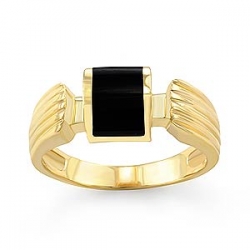 4.4gm 14k Yellow Gold & Black Onyx Stone Women's Ring