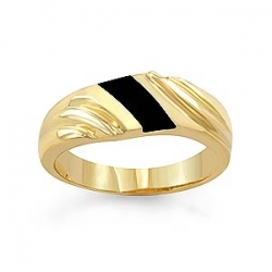 4gm 14k Yellow Gold & Black Onyx Stone Women's Ring