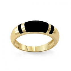 3.1gm 14k Yellow Gold & Black Onyx Stone Women's Ring