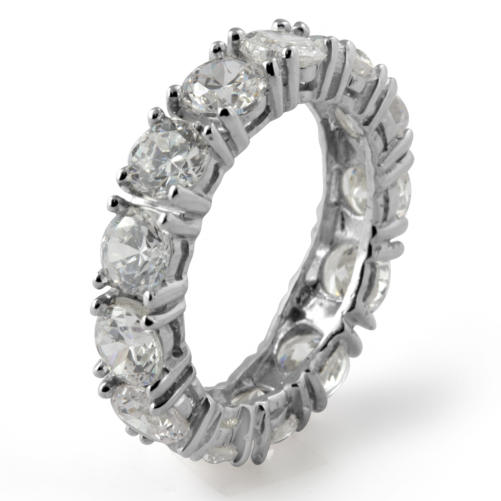 Cubic Zirconia Round Eternity Wedding Anniversary Ring 925 Sterling