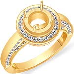 1 CT Round Diamond Setting Engagement Ring 14k Yellow Gold