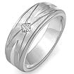 0.17 Ct Men Princess Diamond Ring Wedding Ring 14K White Gold