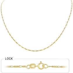 1.6 gm 14k Yellow Gold Figaro Thin Chain 16 inch 1.20 mm