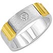0.15 CT Men's Princess Diamond Ring 14K 2 Tone Gold