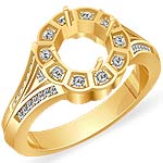 0.45 CT Round Diamond Semi Mount Engagement Ring 14k Yellow Gold