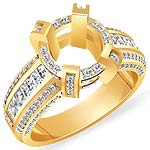 2.25 Ct Princess Diamond Round Setting Engagement Ring 14K Yellow Gold