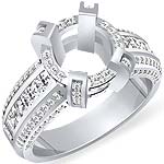 2 1/4 Ct Round Setting Princess Diamond Engagement Ring 14K White Gold