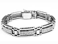 5.50 CT Princess Men's Diamond Bracelet 14k White Gold