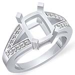 1/2 CT Emerald Setting Round Diamond Engagement Ring 14k White Gold